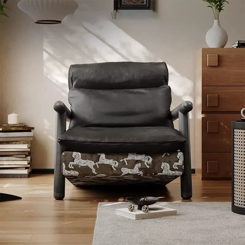 33.9" Organic Modern Leather Sofa Deep Seat