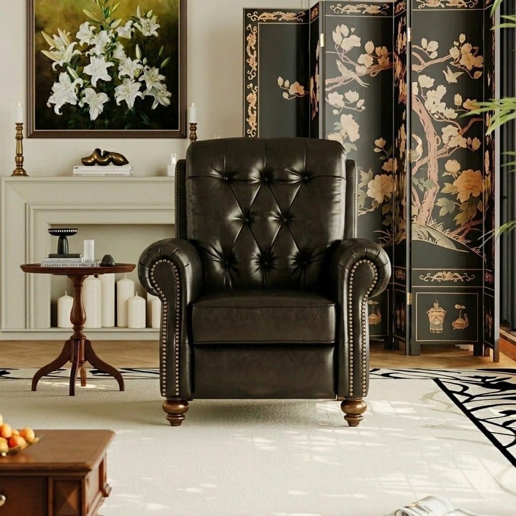 35.8" Luxury Leather Tufted Sofa