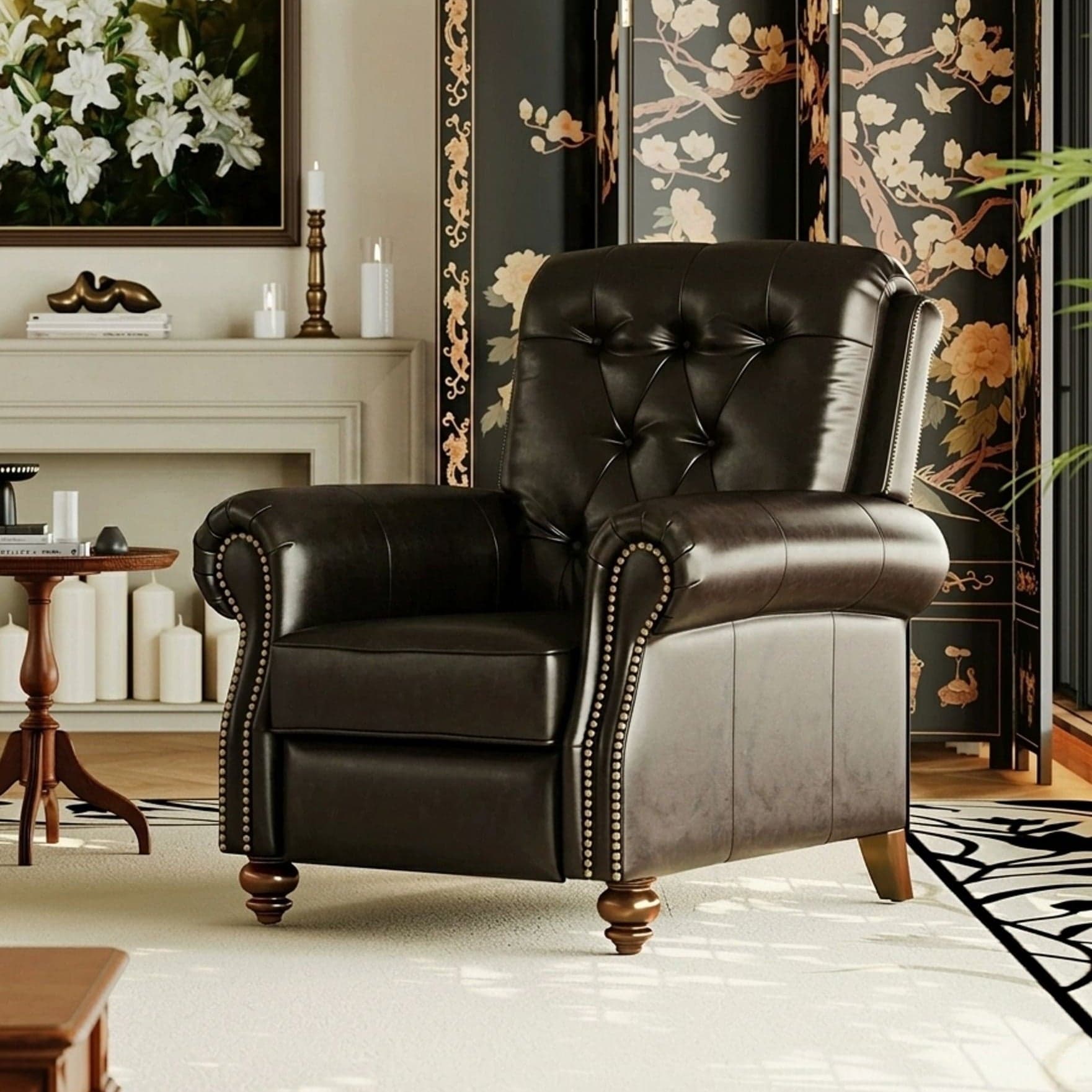 Dark Brown Tufted Leather Sofa lifestyle 3