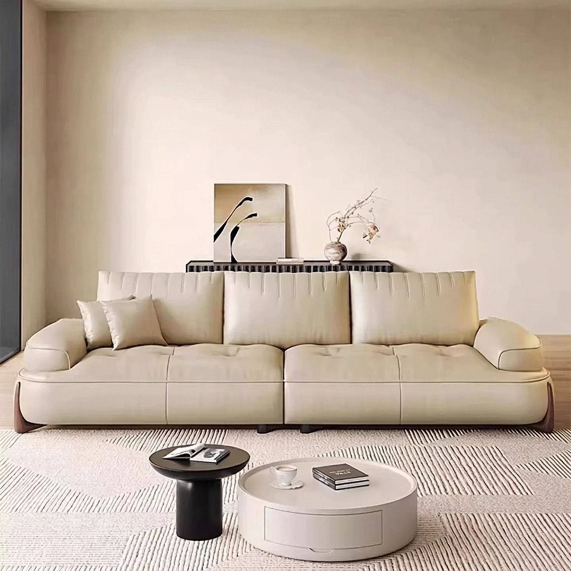 74.8" Contemporary Leather Curved Sofa