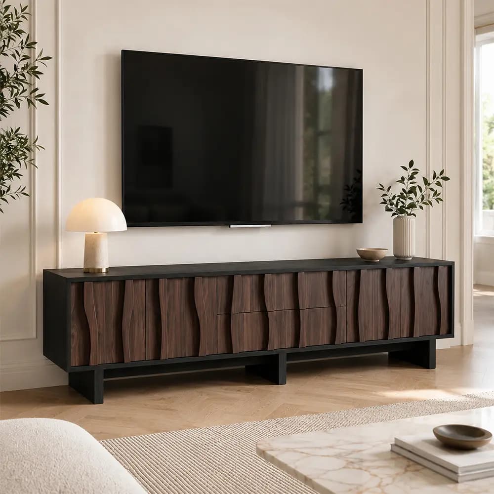 Retro Curved TV Stand lifestyle 3