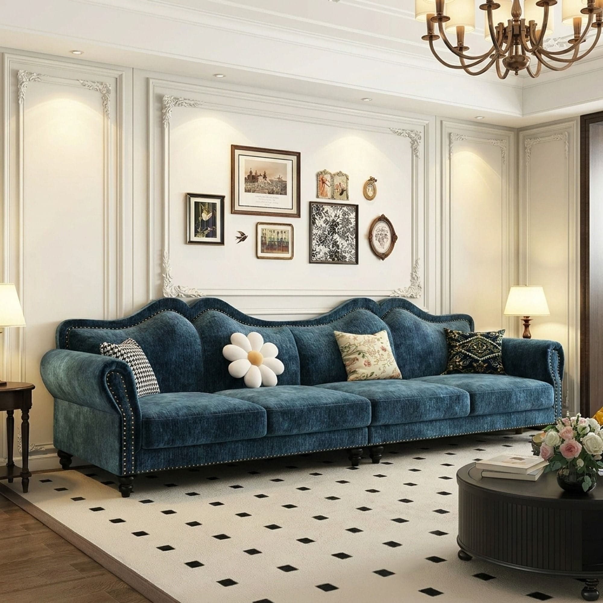 Vintage Chenille Straight Sofa lifestyle 3
