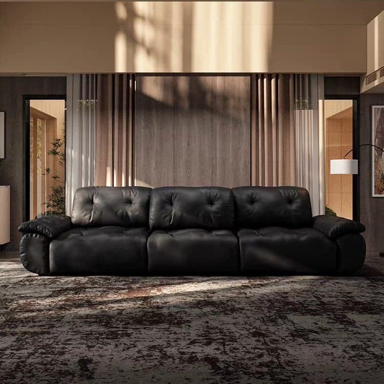 94.5" Luxury Leather Tufted Sofa