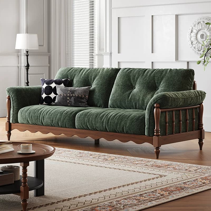 Vintage Solid Wood Chenille Sofa lifestyle 3