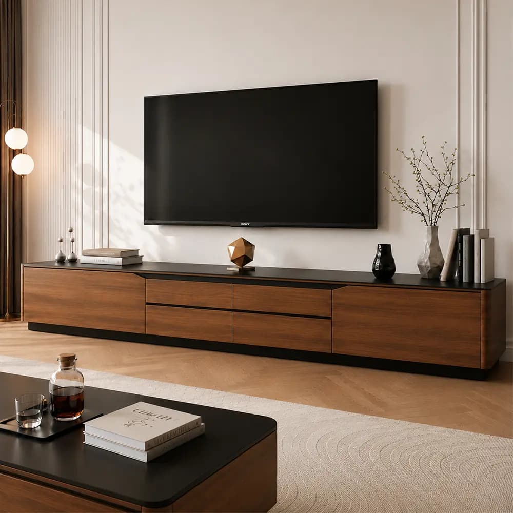 Curved Sintered Stone TV Cabinet lifestyle 1