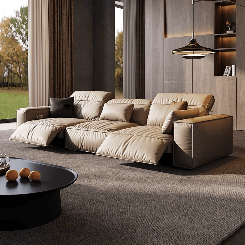 Tofu-Block Leather Sofa lifestyle 3