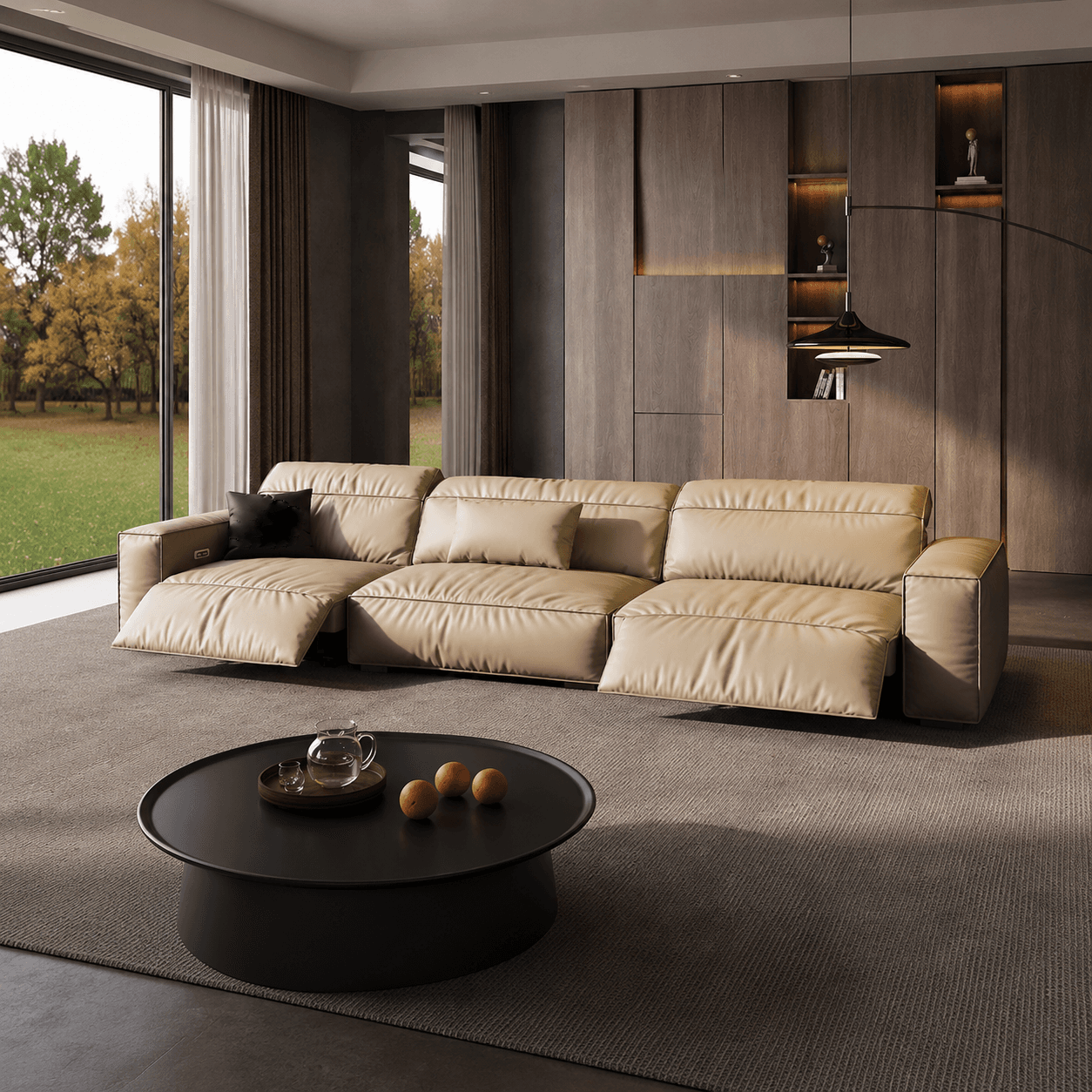 111" Contemporary Leather Reclining Sofa