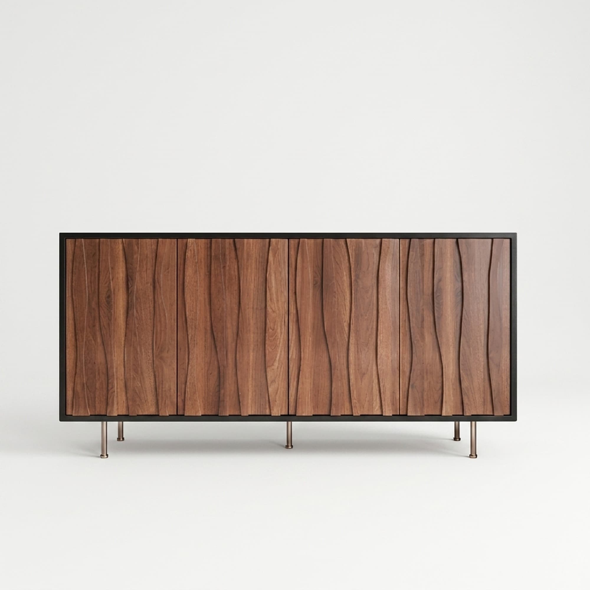 Mid-Century Solid Wood Slatted Sideboard lifestyle 1