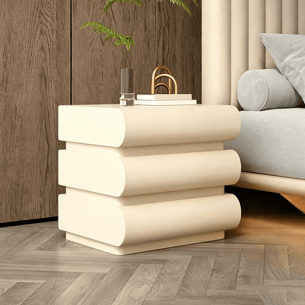 19.7" Organic Modern Solid Wood Nightstand with Drawers