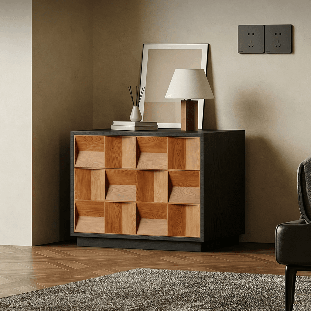 Vintage Grid Cabinet Nightstand lifestyle 3