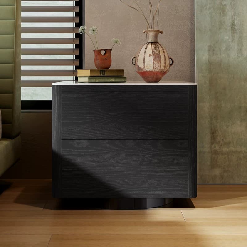 Black Wood Veneer Nightstand lifestyle 3