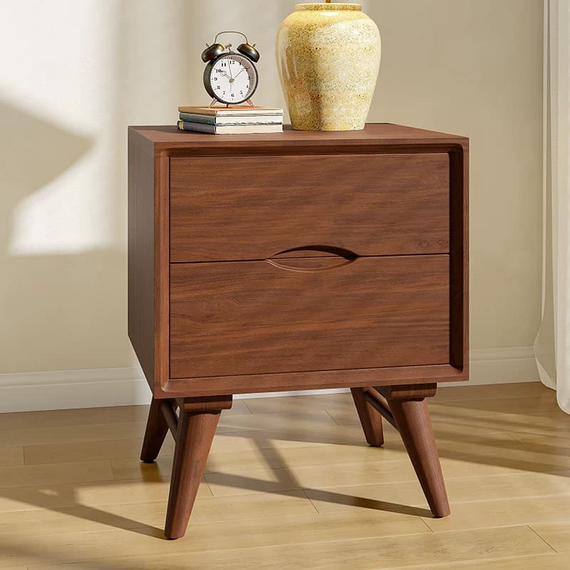 17.7" Mid-Century Modern Solid Wood Nightstand with Drawers