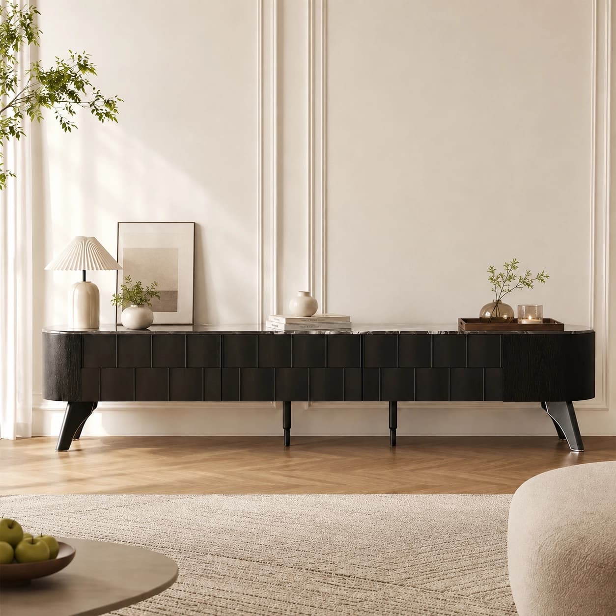 78.7" Contemporary Engineered Wood TV Stand with Cabinets