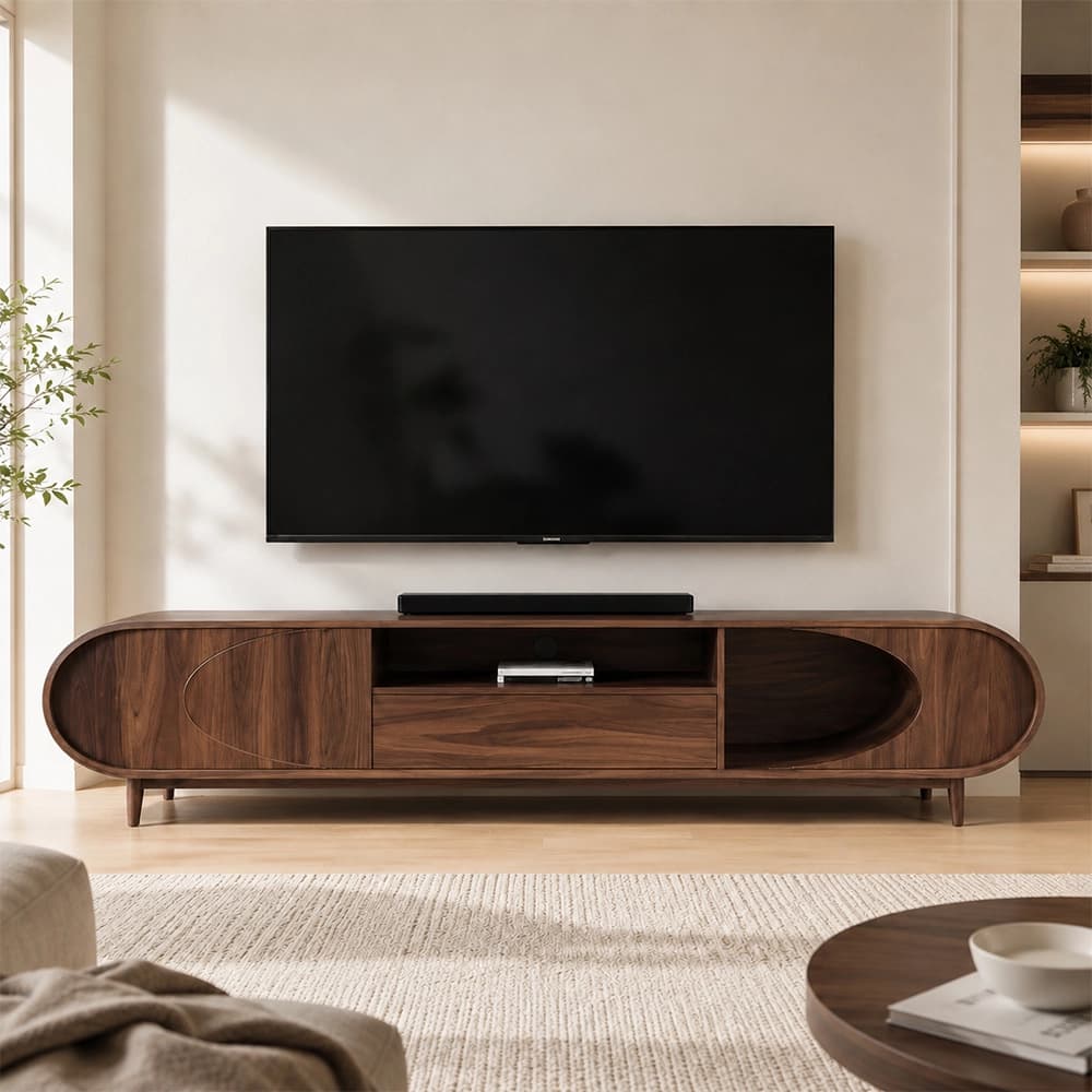 78.7" Mid-Century Modern Solid Wood TV Stand with Drawers