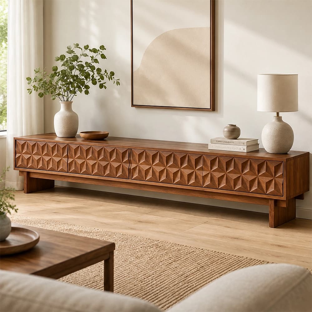 Modern Geometric Embossed TV Cabinet lifestyle 1