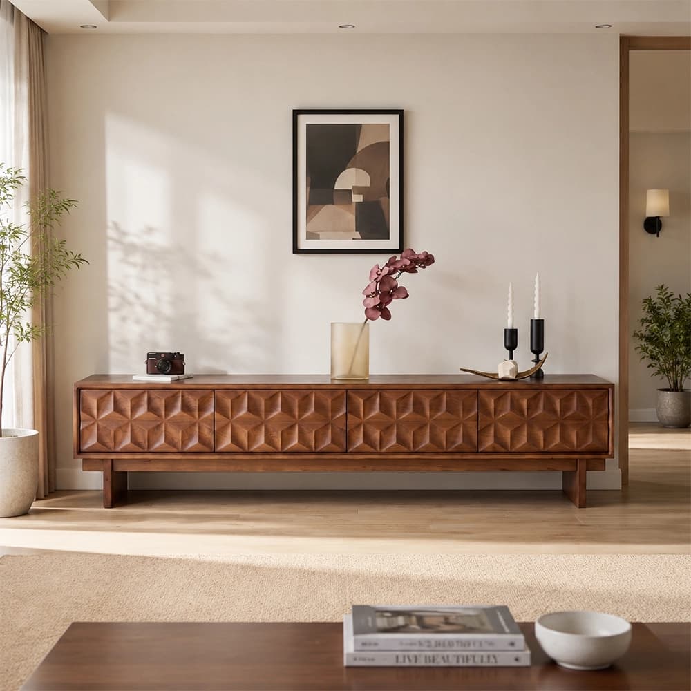 Modern Geometric Embossed TV Cabinet lifestyle 2