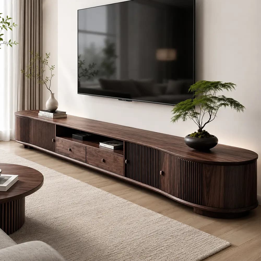 Solid Walnut Entertainment Console lifestyle 2