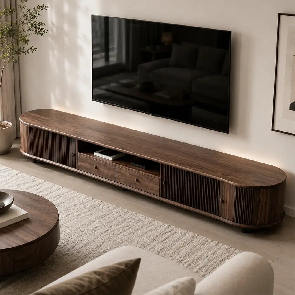 Solid Walnut Entertainment Console lifestyle 3