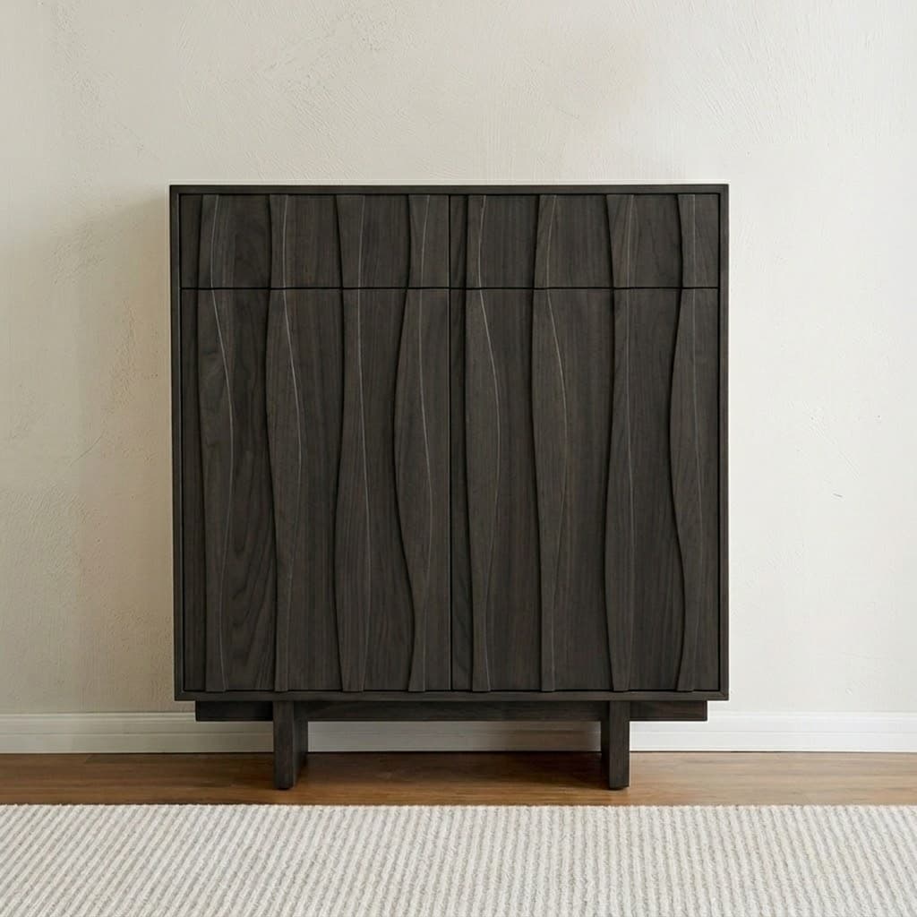 Mid-Century Solid Wood Shoe Cabinet lifestyle 1