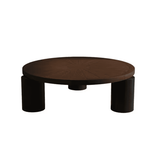 Modern Retro Solid Wood Round Low-Profile Coffee Table lifestyle 1