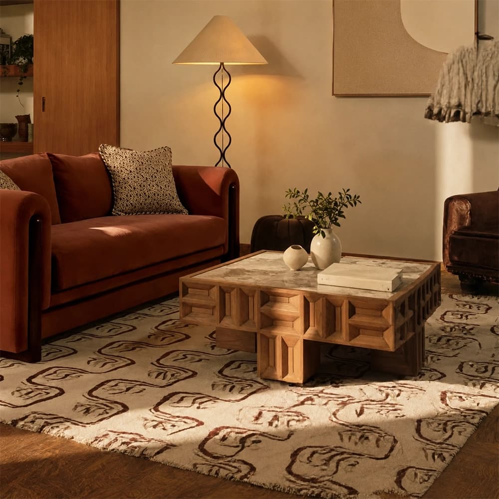 Wabi-Sabi Marble & Wood Coffee Table lifestyle 3