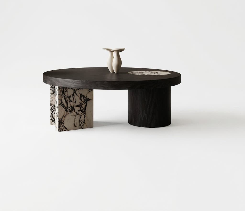 Contemporary Solid Wood Coffee Table with LED Lights lifestyle 1