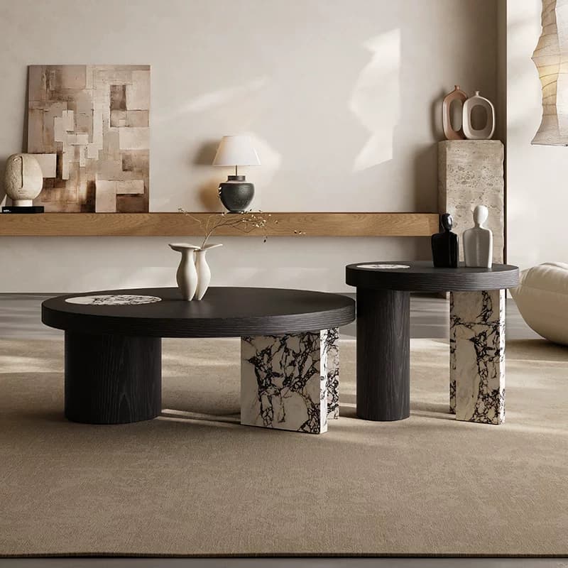 35.4" Contemporary Sintered Stone Round Coffee Table