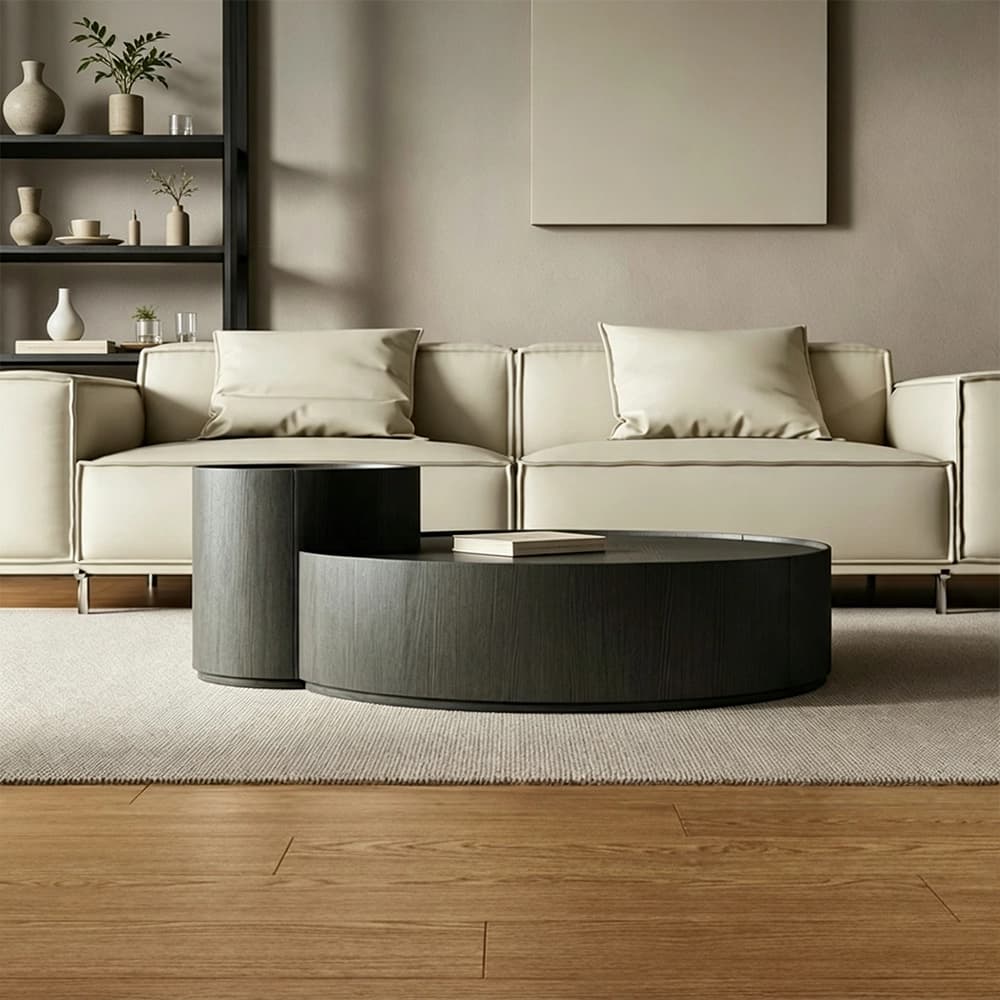Contemporary Engineered Wood Coffee Table with LED Lights lifestyle 1