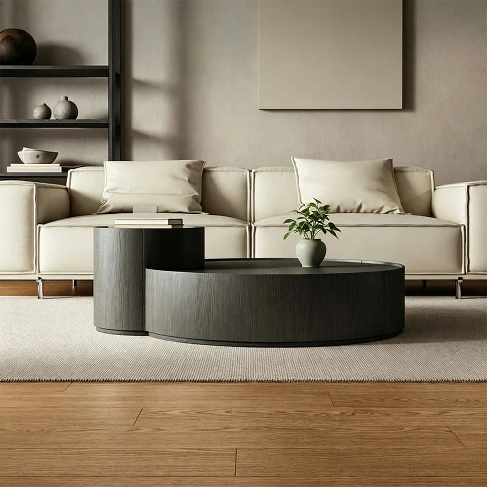 Contemporary Engineered Wood Coffee Table with LED Lights