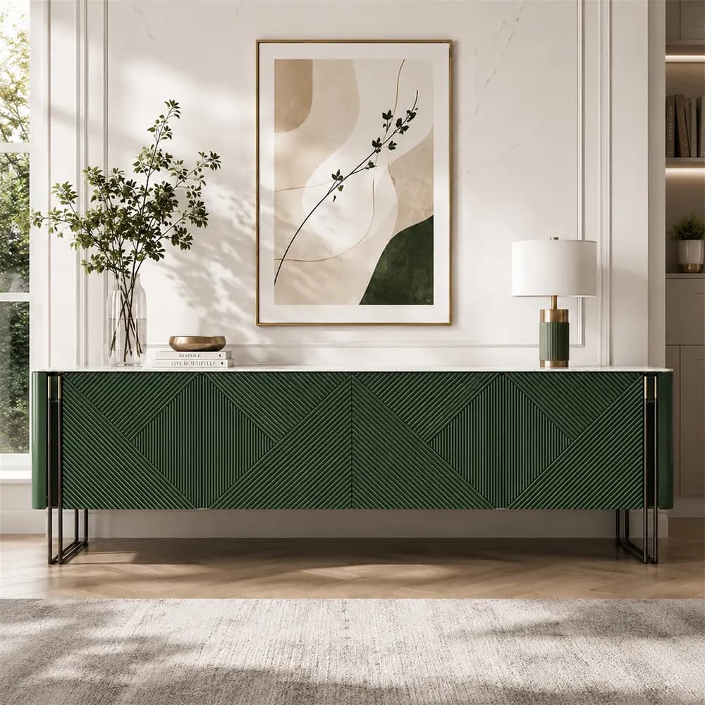 70.9" Contemporary Engineered Wood TV Stand with Cabinets