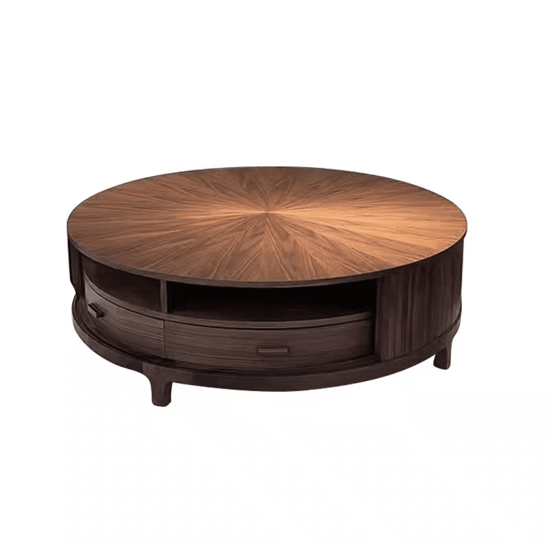 Round Solid Wood Storage Coffee Table lifestyle 1