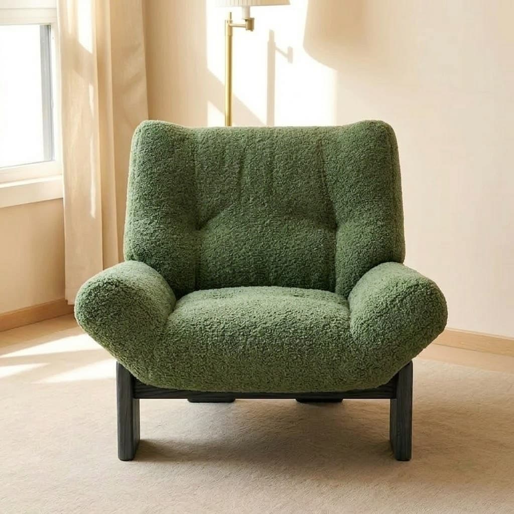 33.9" Organic Modern Boucle Fabric Lounge Chair