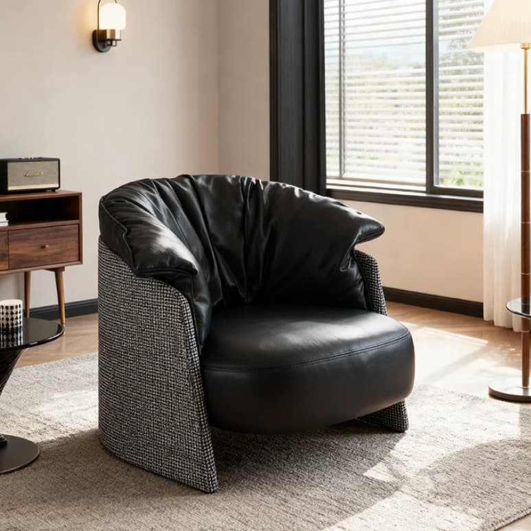 Vintage Mid-Century Eco-Leather Striped Armchair lifestyle 1