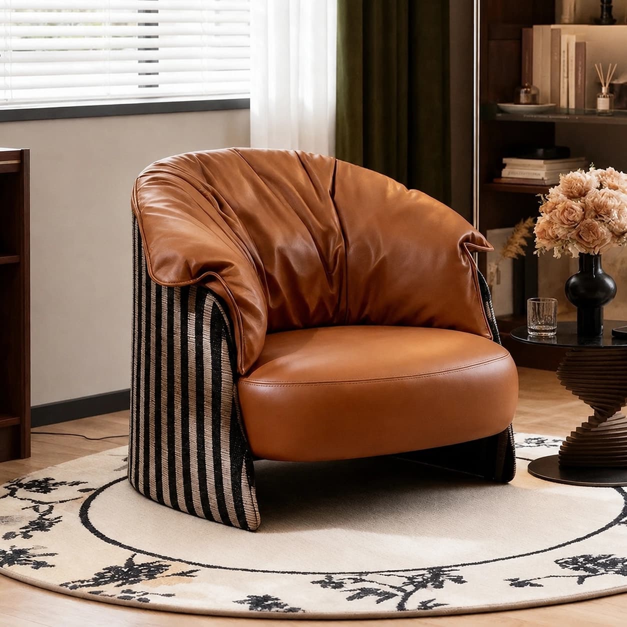 37" Luxury Leather Curved Sofa