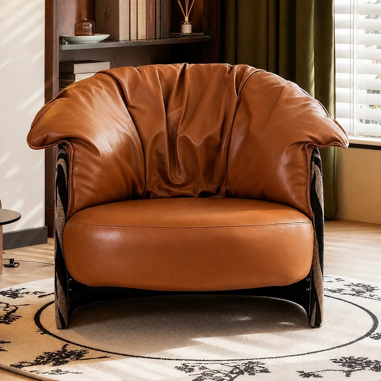 Vintage Mid-Century Eco-Leather Striped Armchair lifestyle 3