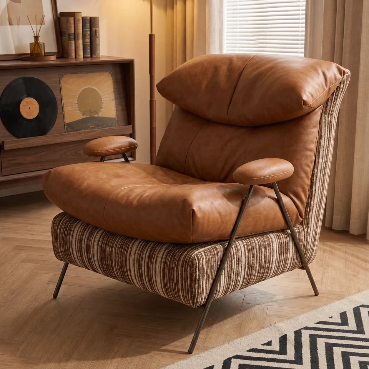 Mid-Century Wood Frame Lounge Chair lifestyle 3