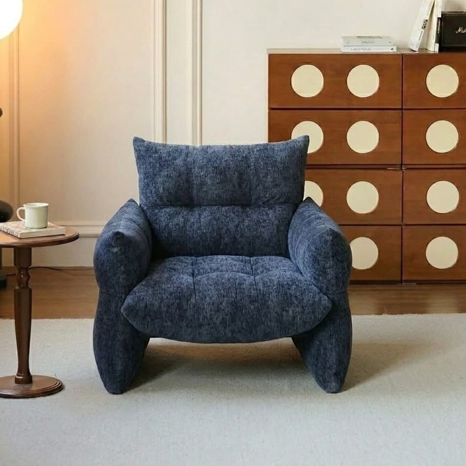 34.6" Organic Modern Fabric Curved Sofa
