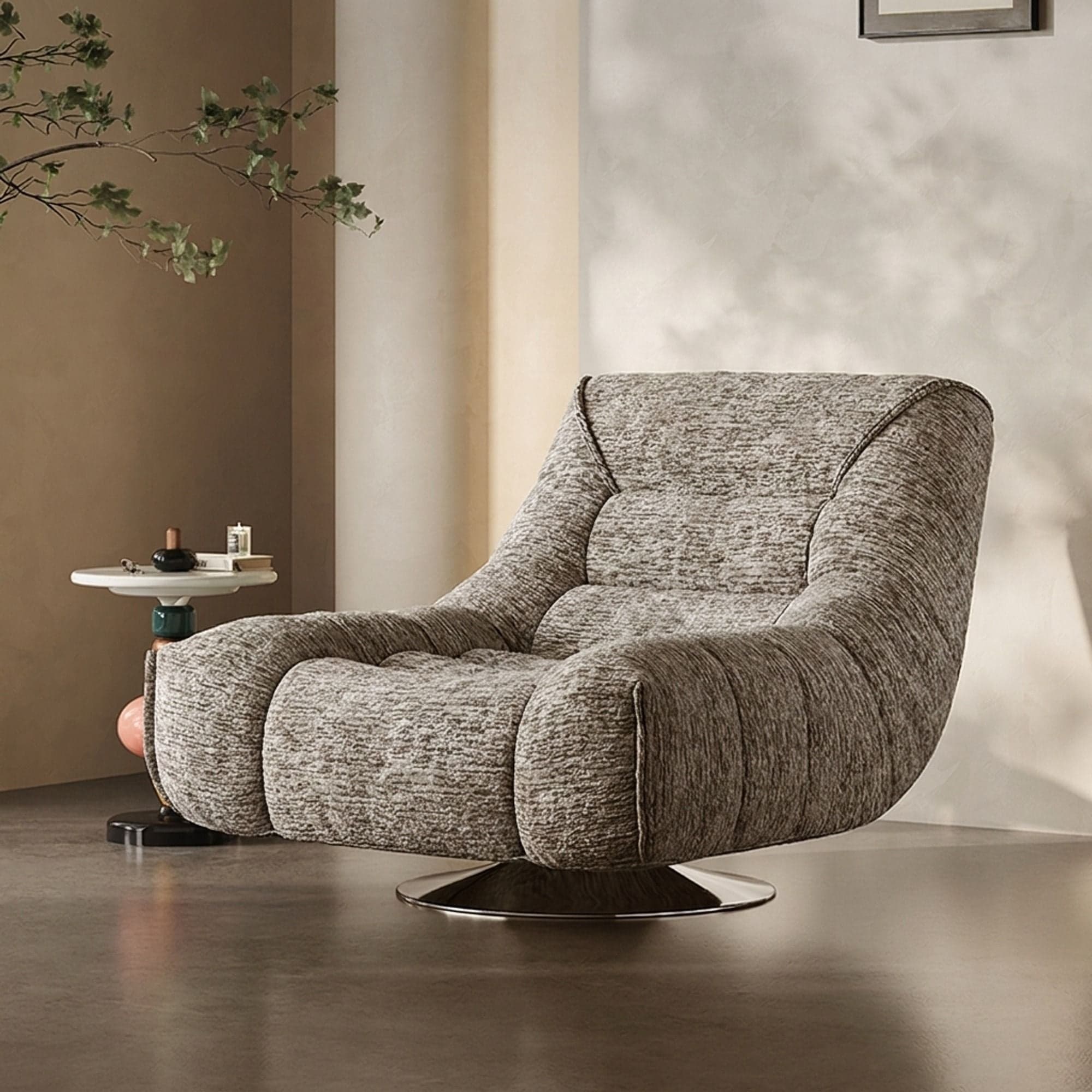 Swivel Velvet Reclining Sofa Chair lifestyle 3