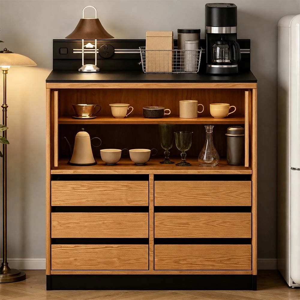 Solid Wood Wall Coffee Cabinet lifestyle 2