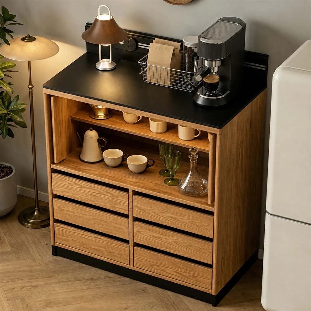 Solid Wood Wall Coffee Cabinet lifestyle 3