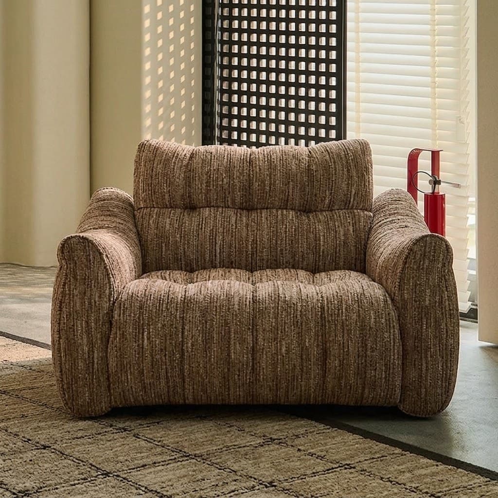 40.2" Organic Modern Fabric Curved Sofa