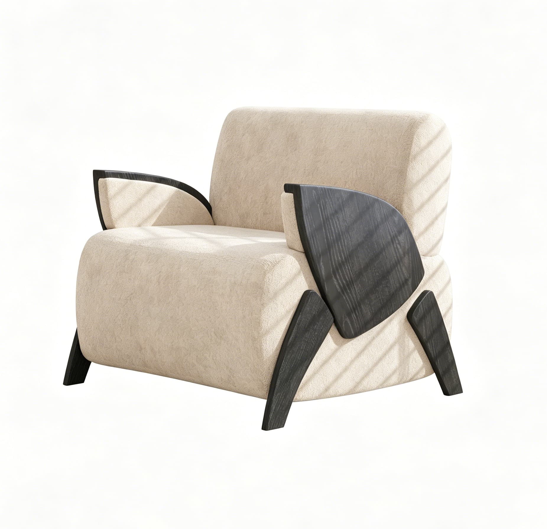 Ash Wood Chenille Armchair lifestyle 1