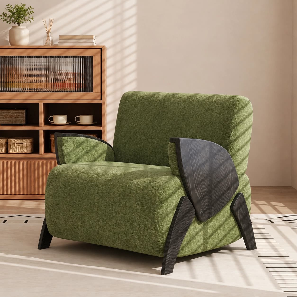 27.6" Contemporary Fabric Curved Sofa