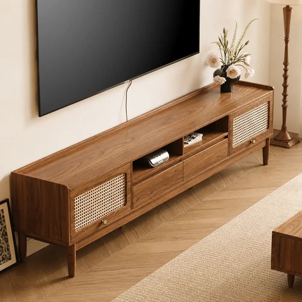 Wabi-Sabi Wicker TV Stand lifestyle 2
