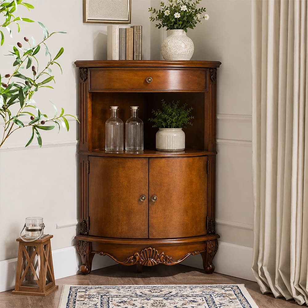 Traditional Engineered Wood Corner Corner Cabinet