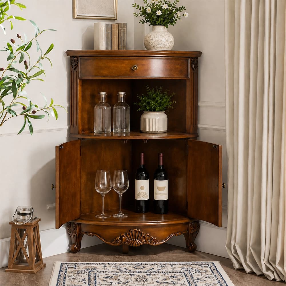 Solid Wood Corner Storage Cabinet lifestyle 3