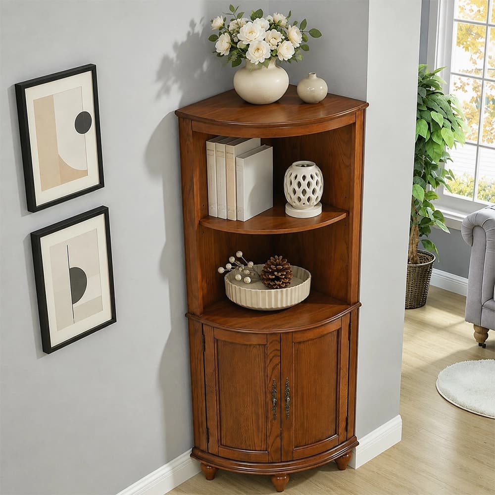 Vintage Walnut Corner Cabinet lifestyle 3