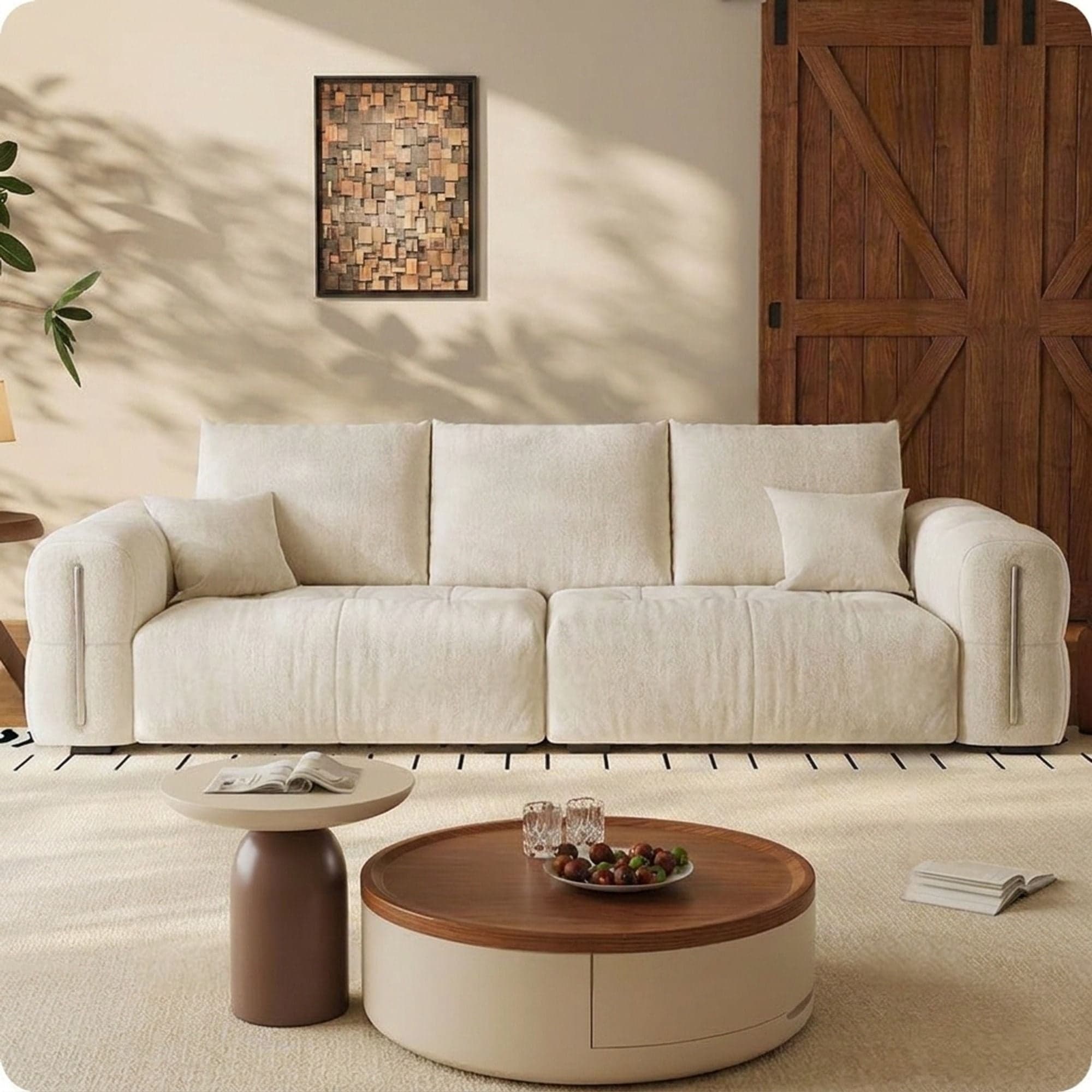 126" Organic Modern Fabric Sofa Deep Seat