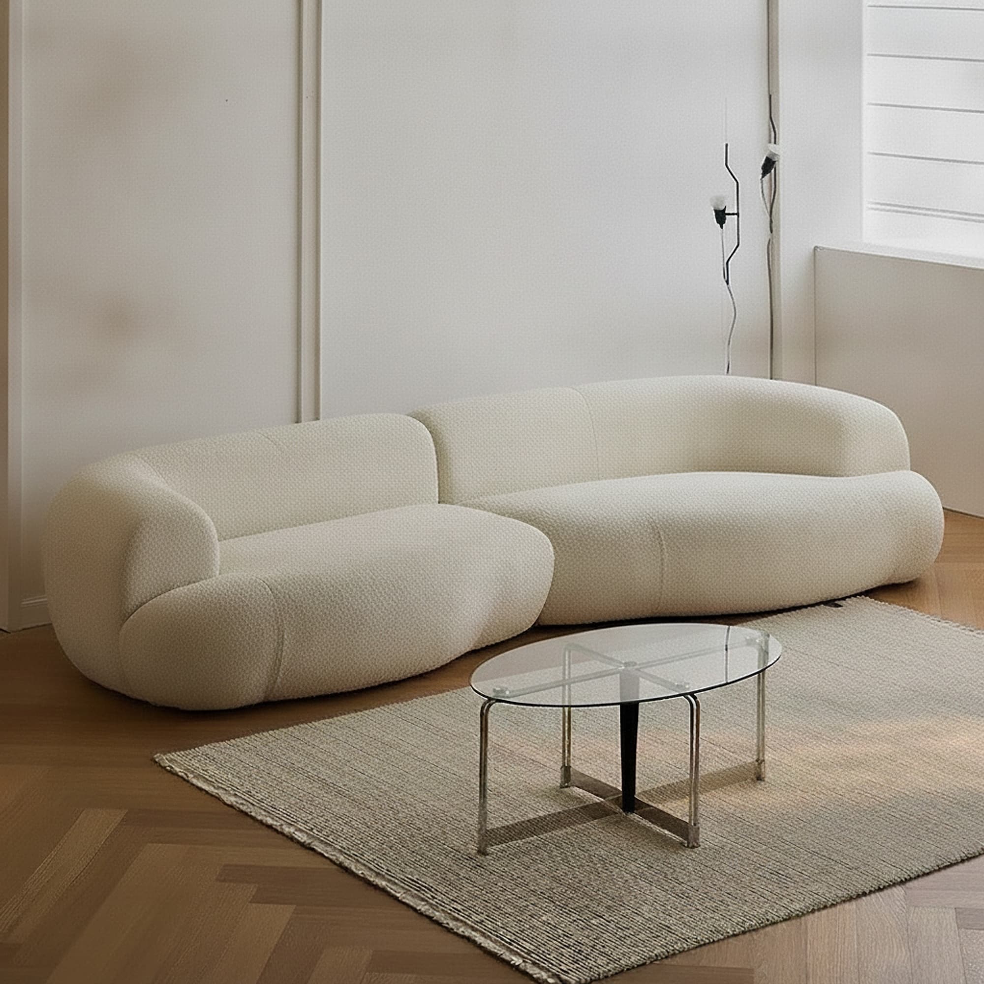 Whale Curved Fabric Sofa lifestyle 1