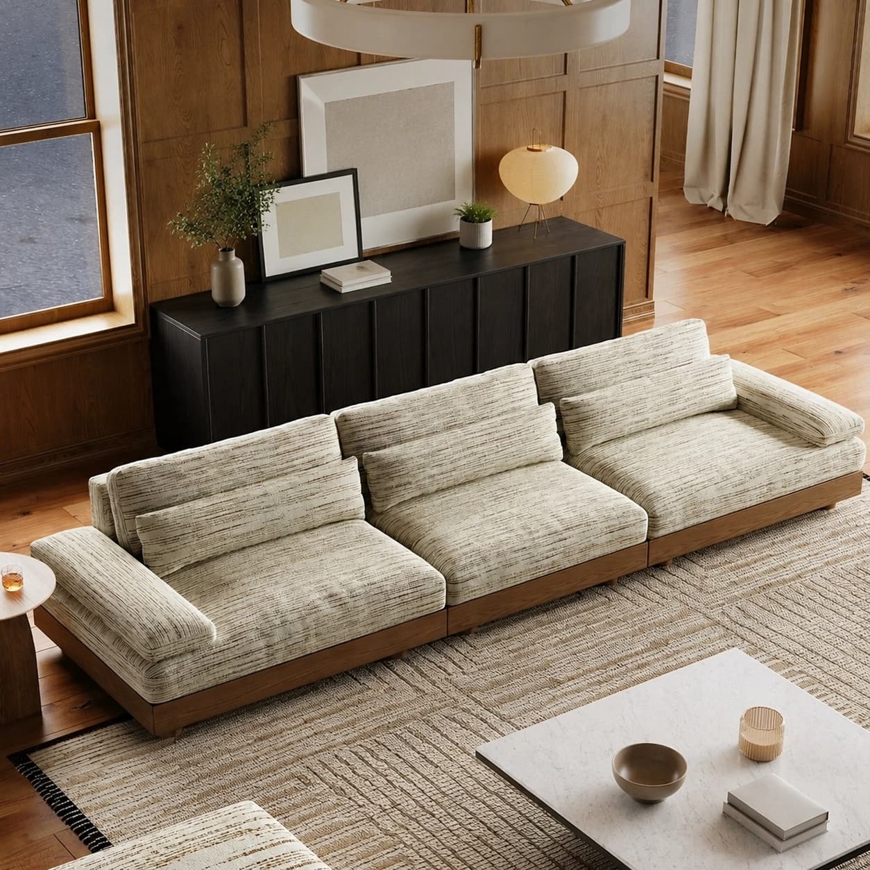 Solid Wood Modular Chenille Sofa lifestyle 3
